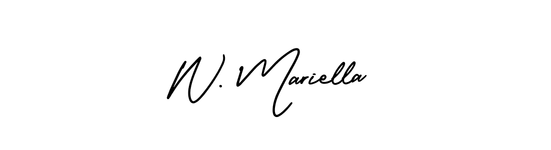 Design your own signature with our free online signature maker. With this signature software, you can create a handwritten (AmerikaSignatureDemo-Regular) signature for name W. Mariella. W. Mariella signature style 3 images and pictures png